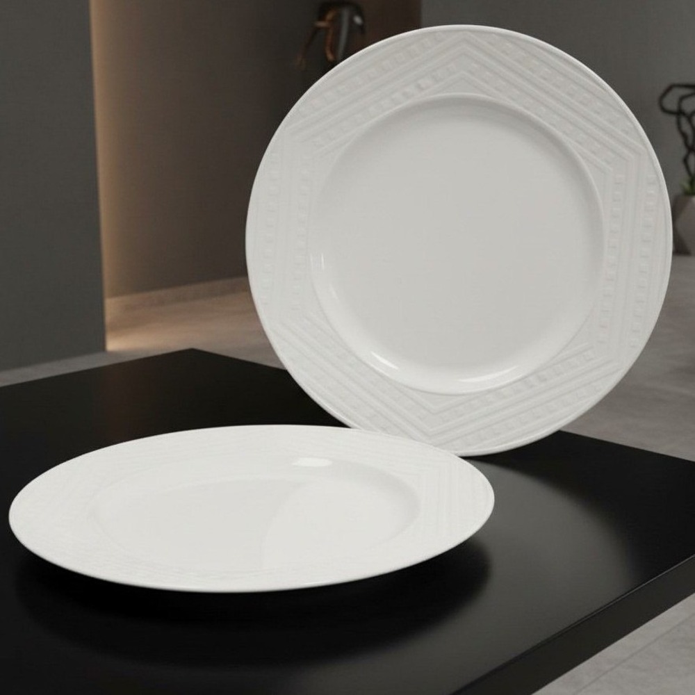 2 - All White Modernist Plates by Lauren Ralph Lauren
